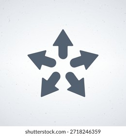 Esta Imagen presenta un diseño minimalista que representa flechas que apuntan hacia afuera en varias direcciones, simbolizando efectivamente las elecciones, las oportunidades y el movimiento direccional en un estilo gráfico moderno.