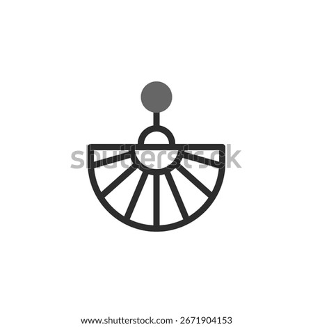 This image features a minimalist graphic illustration of an earring. Its fan-shaped design, created with elegant lines, evokes a sense of refined style and understated beauty. A simple yet striking