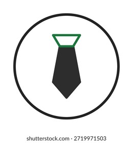 Esta Imagen presenta una ilustración minimalista de una corbata dentro de un círculo. El diseño evoca conceptos de negocios, ropa formal y Configuraciones profesionales. Ideal para transmitir identidad corporativa o