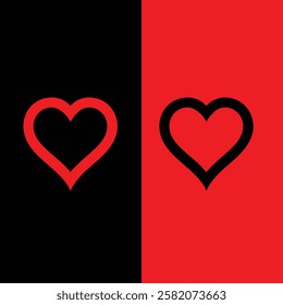 This image features a minimalist line art illustration of a heart in the center, symbolizing love and generosity. The design is shown in two color variations: black and red.