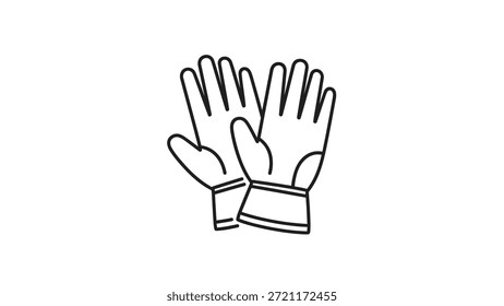 Dieses Bild zeigt eine minimalistische Linienzeichnung eines Handschuhpaares, die die Einfachheit und Eleganz für die Mode oder den funktionellen Gebrauch betont. Geeignet für Gestaltungsprojekte und konzeptionelle Illustrationen, die