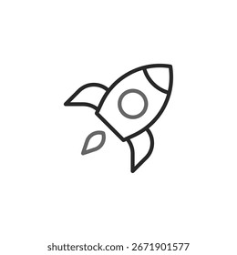This image features a minimalist outline of a rocket, perfect for showcasing themes related to startups, technology, and innovation. It can be effectively used to represent concepts like project