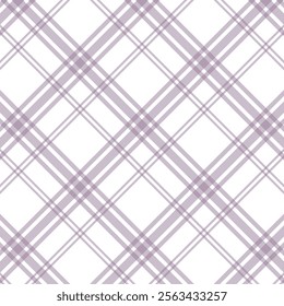 This image features a minimalist plaid pattern with intersecting lines in shades of light lavender and white. The design creates a grid-like appearance with soft, pastel tones