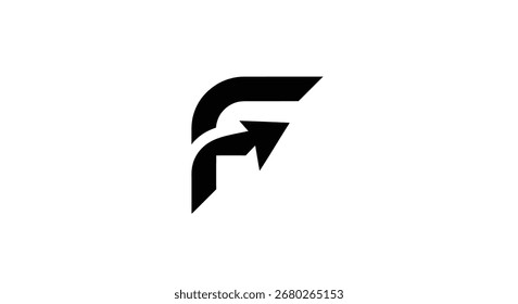 Esta imagem apresenta um design de logotipo moderno e dinâmico. Ele incorpora a letra F com um elemento de seta, simbolizando o movimento para frente e direção. Este design é ideal para empresas que buscam um