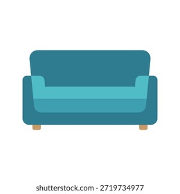 Esta Imagen cuenta con un moderno sofá de color verde azulado con un diseño minimalista, sobre un fondo blanco limpio. La estética simple pero elegante del sofá lo convierte en una gran adición a cualquier sala de estar o espacio interior. La ilustración muestra el diseño cómodo y elegante del sofá, con patas de madera y una vibrante tapicería de color verde azulado.