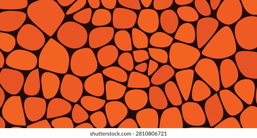 This image features an orange voronoi pebble pattern, a repeating geometric design with irregular, smooth shapes against a dark background.