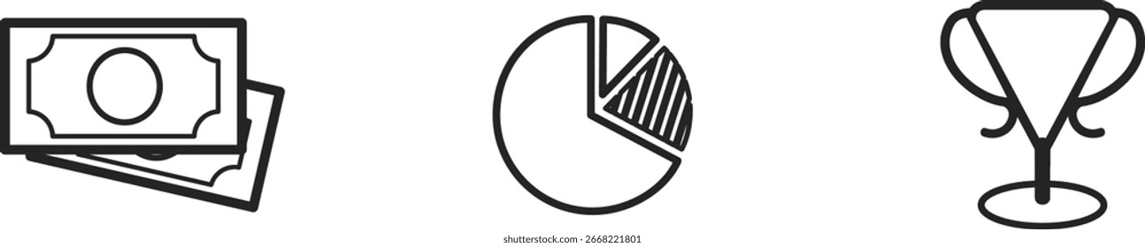 This image features pie chart, chart, graph, diagram, data, information, statistics, business. Simple Black and White Pie Chart Graphic with Three Sections