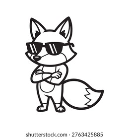 This image features a playful fox character sporting sunglasses and a confident pose. The bold, black silhouette style gives it a distinctive and modern appearance.