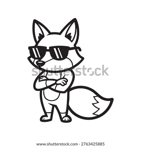 This image features a playful fox character sporting sunglasses and a confident pose. The bold, black silhouette style gives it a distinctive and modern appearance.