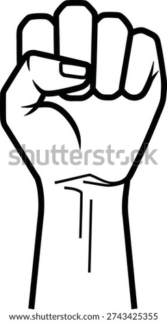This image features a raised clenched fist, which is a powerful and globally recognized symbol.