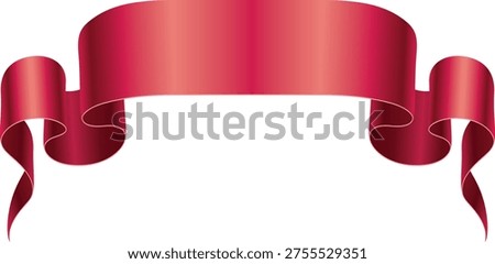 This image features a realistic and elegant red ribbon banner designed as a versatile decorative element suitable for a wide range of creative applications. The ribbon showcases a graceful, curved shape with rolled ends, giving it a dynamic and flowing appearance that draws attention and adds sophistication to any design. Its vibrant red color, enhanced by subtle gradient shading, creates a shiny, satin-like texture that adds depth, dimension, and visual interest, making it ideal for highlighting important text, titles, or key information. This ribbon banner is commonly used in graphic design projects, presentations, digital layouts, websites, social media posts, invitations, greeting cards, certificates, promotional materials, or holiday-themed content, offering a visually appealing way to frame or emphasize elements. The realistic shading and curved design give the banner a polished and professional appearance, while the rolled ends add a decorative flourish that enhances the overall aesthetic. The image is typically available in high-quality vector format or as a transparent PNG, allowing for easy customization, resizing, and integration into various design software or digital projects without loss of clarity. Designers, marketers, and content creators can leverage this ribbon emblem to create visually striking layouts, add festive or celebratory touches, or bring attention to specific messages or promotional offers. Its combination of vibrant color, realistic texture, and elegant shape makes it a versatile and essential art asset for both digital and print media. The polished, satin-like appearance conveys sophistication, festivity, and energy, making it suitable for a variety of themes, including awards, announcements, sales, holidays, and celebratory events. The art ensures that the emblem remains prominent and eye-catching while complementing surrounding elements, providing a balanced and harmonious visual composition. Perfect for enhancing creative projects.
