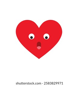 This image features a red heart with cartoon-like eyes and a surprised open mouth, giving it a playful and expressive look. The design is simple and set against a white background