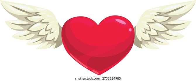 This image features a red heart with wings, a powerful symbol of love and freedom. Often representing pure affection, a free spirit, and love without limits, the winged heart is a popular design in vector art and stock graphics, especially for Valentine’s Day and romantic themes.
