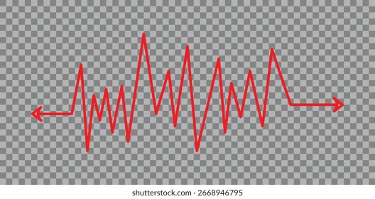 Esta imagem apresenta uma linha vermelha em ziguezague com setas em um fundo quadriculado, sugerindo direção e um padrão flutuante, ideal para desenhos abstratos e visuais.