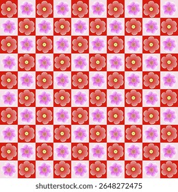 This image features a repeating floral pattern background. The pattern consists of evenly spaced