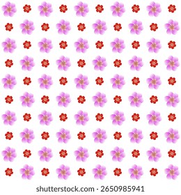 Esta Imagen presenta un patrón floral repetitivo. El patrón consta de espaciado uniforme