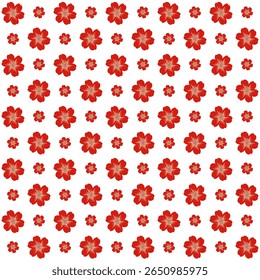 Esta Imagen presenta un patrón floral repetitivo. El patrón consta de espaciado uniforme