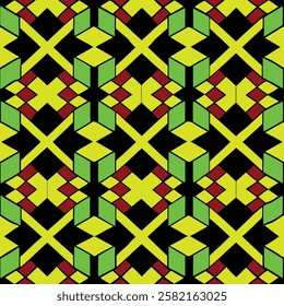 This image features a repeating geometric pattern of interlocking squares and lines.