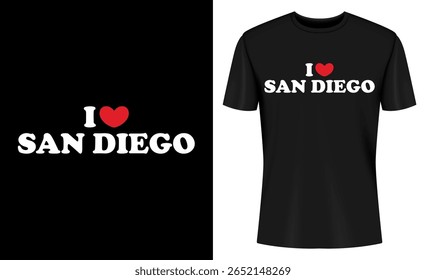 This image features san diego, t shirt, design, heart, love, graphic, apparel, clothing. I Love San Diego T Shirt Design with Heart Graphic