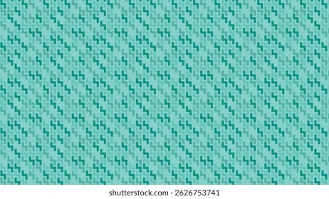 This image features a seamless pattern of teal L-shaped tiles on a light teal background, creating a subtle, interlocking design. Great for modern decor or digital art.