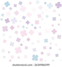 This image features a seamless pattern of small, simple, flower-like shapes in a variety of pastel colors (pink, lavender, light purple, and light blue).