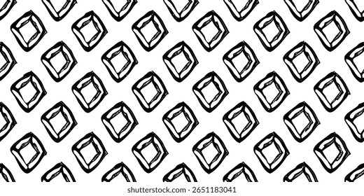 This image features a seamless pattern of stylized, hand-drawn diamond shapes. The black lines are thick and irregular, giving a unique, artistic, and slightly distressed appearance.