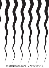 This image features a series of wavy black lines against a white background. The lines are evenly spaced and create a rhythmic, repeating pattern that draws the eye horizontally across the image. The stark contrast between the black lines and white background emphasizes the wavy shape and movement within the design.