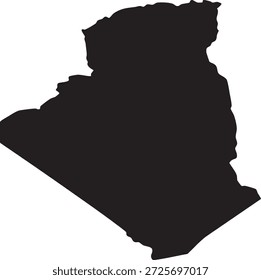 Esta imagem mostra a silhueta de um país. A forma é distinta com várias bordas e bordas, indicando um contorno geográfico único. A imagem está em preto e branco, com a forma do país em preto sobre um fundo branco.