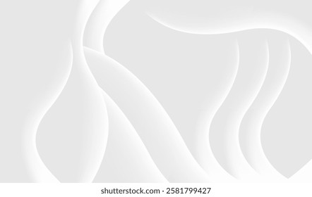 This image features a simple abstract background using white and light gray tones. The smooth curves appear to be moving, creating a sense of softness and transparency.