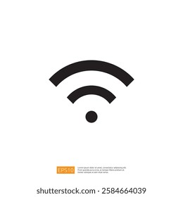 This image features a simple black Wi-Fi symbol, representing wireless internet connectivity. It conveys the concept of network access and communication.