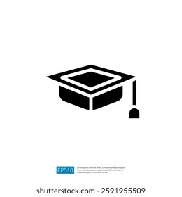 This image features a simple black graduation cap icon, symbolizing academic achievement and education. It is often used in contexts related to graduation and learning.