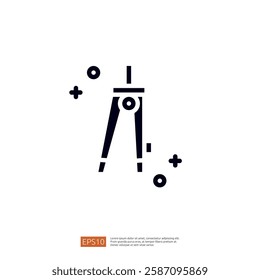 This image features a simple graphic representation of a compass, often used in drafting and design, surrounded by geometric shapes.