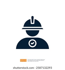 This image features a simple graphic representation of a worker wearing a hard hat, indicating safety and professionalism, often used in construction or industrial contexts.