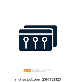 This image features a simple graphic representation of two stacked cards with three horizontal lines, suggesting a design related to payment or identification.