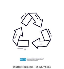 This image features a simple, hand-drawn illustration of the recycling symbol, emphasizing sustainability and environmental awareness.