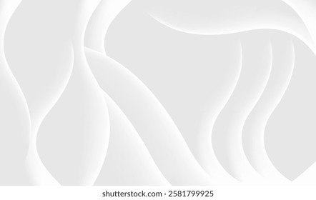 This image features a simple and modern abstract background using light gray and white tones. The curves are soft and flowing, creating a sense of movement and dimension.