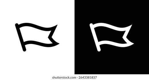 This image features a simple monochrome flag icon in black and white, with an inverted version showing the flag on both backgrounds. It is a basic illustration.