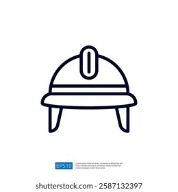 This image features a simple, outlined illustration of a helmet, commonly associated with safety in construction or industrial environments.