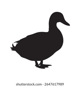 This image features a simple yet elegant duck silhouette against a white background, creating a striking contrast and clean graphic style.