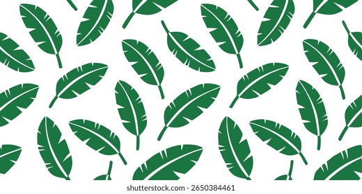 This image features a simple yet elegant design with numerous stylized green banana leaves. The leaves are arranged in a repeating pattern, creating a fresh and tropical feel.