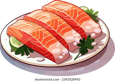 This image features a single slice of salmon sashimi, isolated on a clean background. The fresh, vibrant color highlights its quality and richness, perfect for culinary presentations.