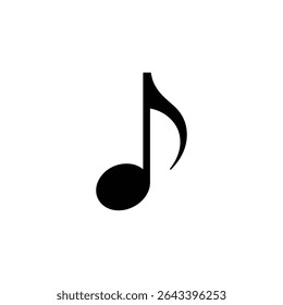 Esta imagem apresenta uma única oitava nota preta impressionante sobre um plano de fundo branco nítido. Seu design simples, mas elegante torna-o perfeito para notação musical.