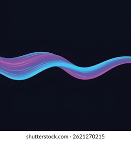This image features a sleek, flowing wave of gradient light in purple and blue hues set against a dark background, evoking a sense of motion and elegance.