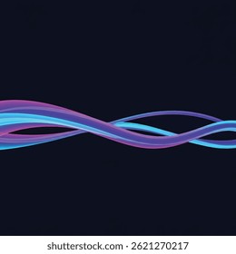 This image features a sleek, flowing wave of gradient light in purple and blue hues set against a dark background, evoking a sense of motion and elegance.