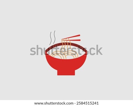 This image features a steaming bowl of noodles