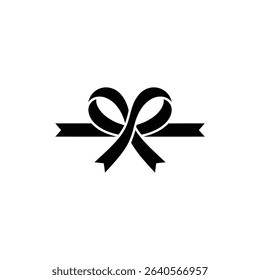This image features a straightforward black ribbon illustration centered against a white backdrop, perfect for graphic designs, crafting, and diverse creative applications.