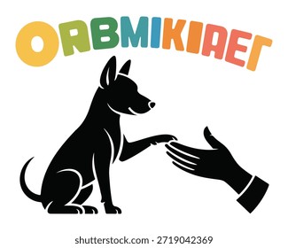 Esta imagem apresenta uma impressionante silhueta preta de um cão em uma posição sentada, estendendo sua pata para uma mão humana. O gesto simboliza confiança, lealdade e o forte vínculo entre os seres humanos e seus companheiros caninos, muitas vezes visto em treinamento animal de estimação ou interação amigável. Acima dos números,