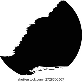 Esta Imagen presenta una llamativa silueta negra sobre un fondo blanco limpio. La silueta cuenta con bordes ásperos y dentados, agregando una capa de complejidad a su forma simple. El contraste entre la forma negra y el espacio blanco crea una pieza visualmente atractiva que invita al espectador a Explore sus cualidades artísticas y estéticas.