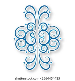 This image features a stylized, abstract design composed of swirling blue lines. The lines create a sense of movement and fluidity, with the pattern resembling a stylized flower or mandala.