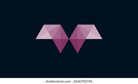 This image features a stylized abstract design resembling the letter 'W'. The design is constructed using a low-poly technique, with multiple small, interconnected polygons forming a larger shape.